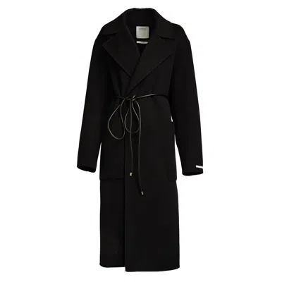 Sportmax Wrap Coat In Pure Wool Drap Double Fabric In Black