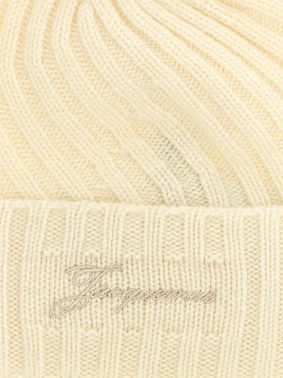 Jacquemus Off White Le Bonnet Tourni Beanie Cap In Neutral