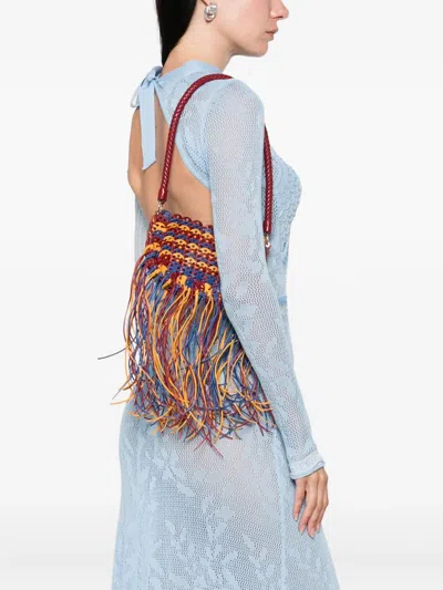 Rabanne Leather Fringe Shoulder Bag With Braided Handle