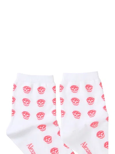 Alexander Mcqueen Short Skull Sock In White