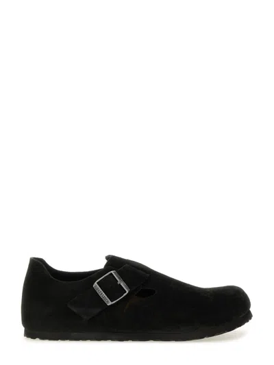 Birkenstock Suede London Sabot In Black