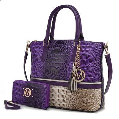 Mkf Collection By Mia K Autumn Crocodile Skin Tote Bag With Wallet In Multi