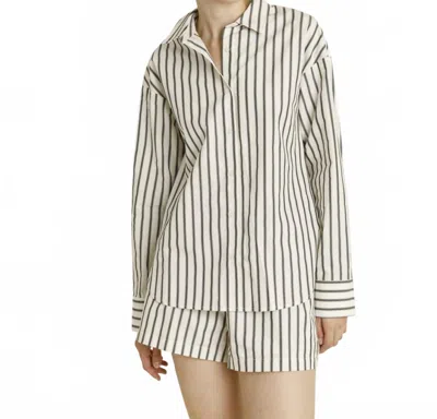 Aureum Palmer Button Down Shirt And Short Set In Ivory In Gold