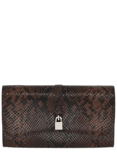 Stella Mccartney Womens Espresso Ryder Flap Snakeskin-embossed Vegan-leather Cross-body Bag In Brown