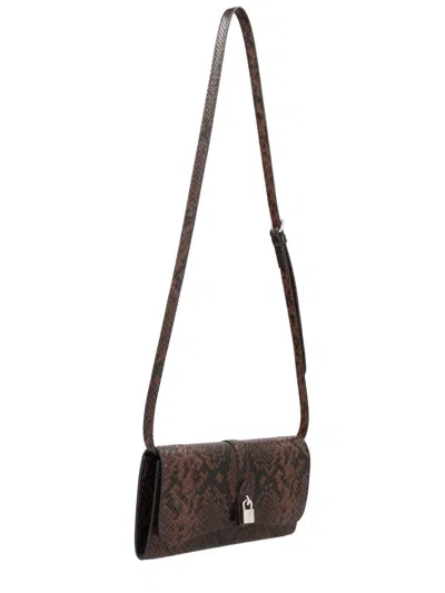 Stella Mccartney Womens Espresso Ryder Flap Snakeskin-embossed Vegan-leather Cross-body Bag In Brown