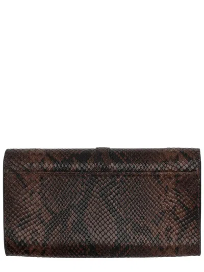 Stella Mccartney Womens Espresso Ryder Flap Snakeskin-embossed Vegan-leather Cross-body Bag In Brown