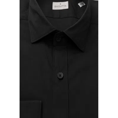 Bagutta Black Cotton Men Shirt With French Men's Collar In Black