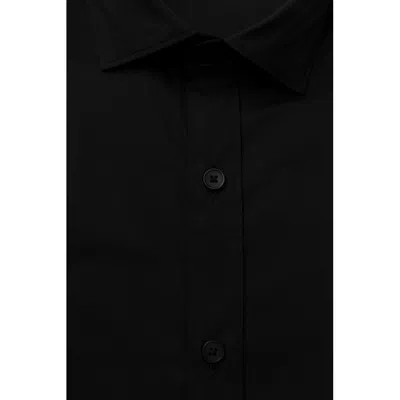 Bagutta Black Cotton Men Shirt With French Men's Collar In Black