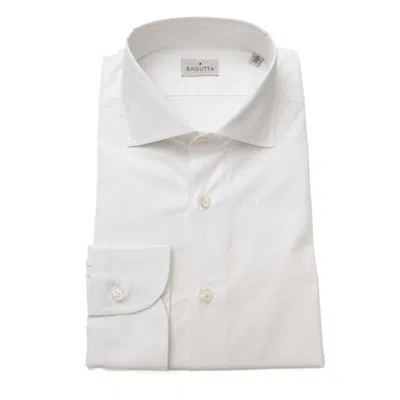 Bagutta White Cotton Men's Shirt Slim Fit With French Men's Collar In White