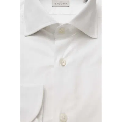 Bagutta White Cotton Men's Shirt Slim Fit With French Men's Collar In White