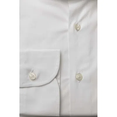 Bagutta White Cotton Men's Shirt Slim Fit With French Men's Collar In White