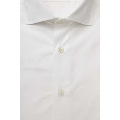 Bagutta White Cotton Men's Shirt Slim Fit With French Men's Collar In White