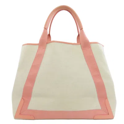 Pre-owned Balenciaga Pink White Canvas Tote Bag () In Multi
