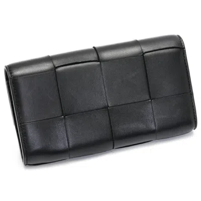 Pre-owned Bottega Veneta Black Leather Long Wallet (bi-fold) ()