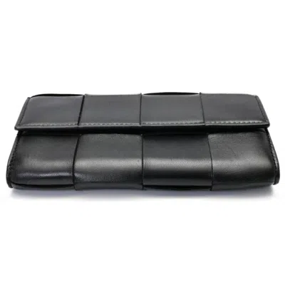 Pre-owned Bottega Veneta Black Leather Long Wallet (bi-fold) ()