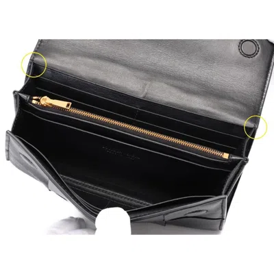 Pre-owned Bottega Veneta Black Leather Long Wallet (bi-fold) ()