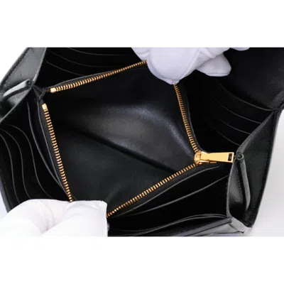 Pre-owned Bottega Veneta Black Leather Long Wallet (bi-fold) ()