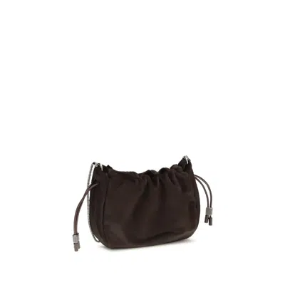 Brunello Cucinelli Women Mellow Mini Ponyhair Shoulder Bag With Precious Chai In Brown
