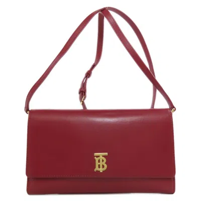 Pre-owned Burberry Red Color Leather Chain/shoulder Wallet ()