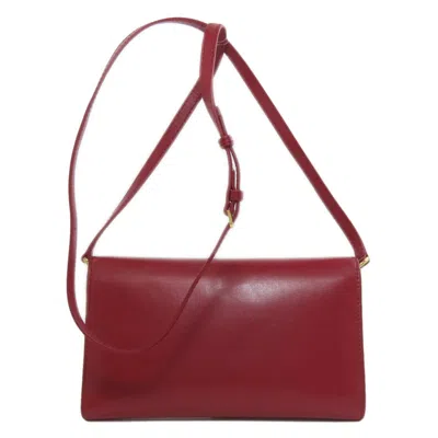Pre-owned Burberry Red Color Leather Chain/shoulder Wallet ()