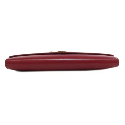 Pre-owned Burberry Red Color Leather Chain/shoulder Wallet ()