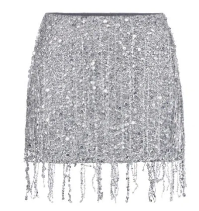 Elisabetta Franchi Embroidered Sequin Thigh-length Skirt In Metallic