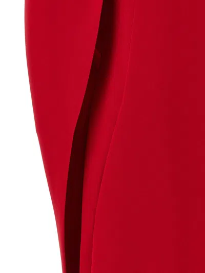 Alberta Ferretti Women Red Long Dress With Hooded Sleeves And Cut Out On The Back In Fabric Woman