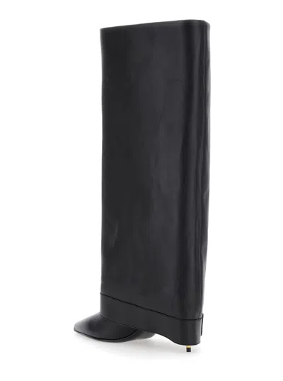 Balmain Anthem Black Slip-on Boots With Decorative Metal Buckle In Leather Woman In Black