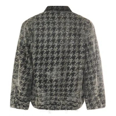Diesel Jacket In Houndstooth-weave Denim In Black