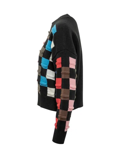 Msgm Check-pattern Sweater In Black