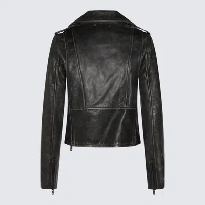 Golden Goose Deluxe Brand Cracked Effect Leather Biker Jacket In Black