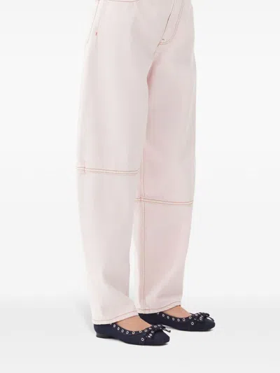 Ganni Blu Navy Ballerina Flats Embellished With Silver Studs In Blue