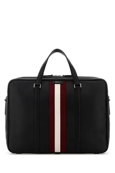 Bally Black Leather Briefcase In Black
