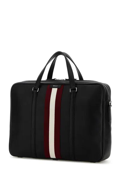 Bally Black Leather Briefcase In Black