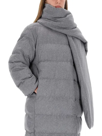 Hugo Boss Pashiza Reversible Long Down Jacket In Gray