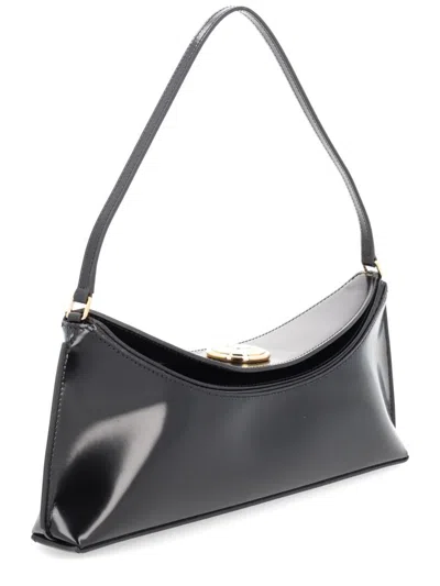 Jacquemus Le Calisso Black Shoulder Bag With Engraved Snap Button In Leather In Black