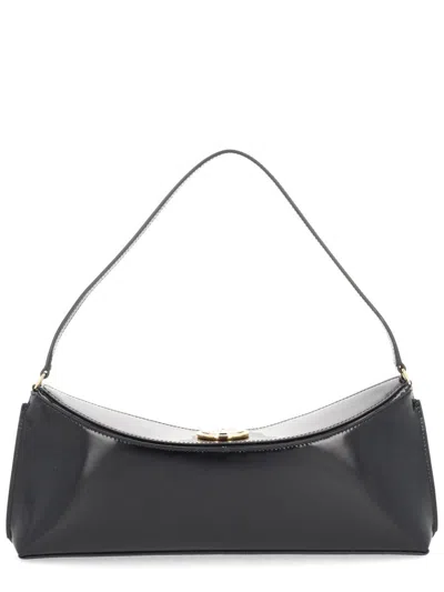 Jacquemus Le Calisso Black Shoulder Bag With Engraved Snap Button In Leather In Black