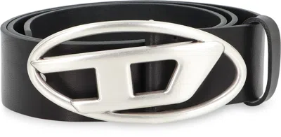 Diesel B-1dr Leather Belt In Black