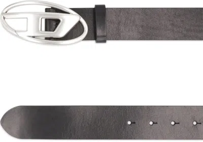 Diesel B-1dr Leather Belt In Black