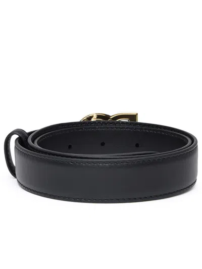 Dolce & Gabbana Dg Black Leather Belt In Brown