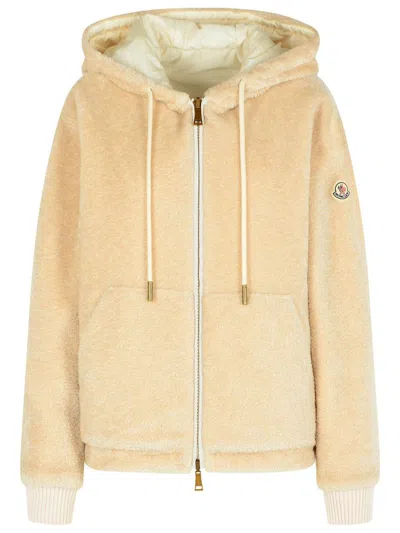 Moncler Reversible Jacket In Cream Cotton Blend In Neutral