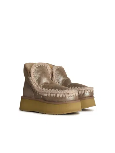 Mou Eskimo 'platform' In Beige Suede In Gold