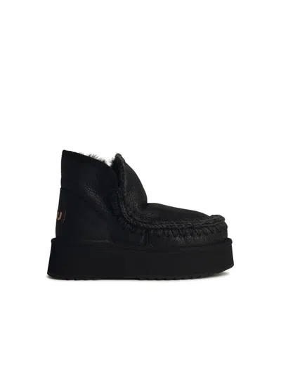 Mou Eskimo 'platform' In Black Leather Blend In Black