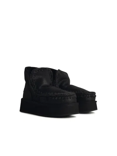 Mou Eskimo 'platform' In Black Leather Blend In Black