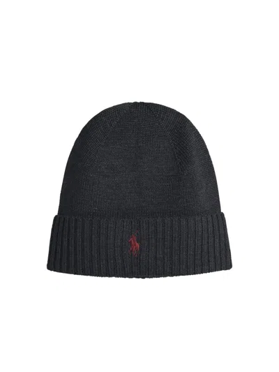 Polo Ralph Lauren Wool Beanie Hats Grey In Black