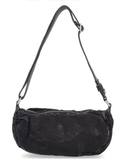 Diesel Rave Embossed-logo Shoulder Bag In Black