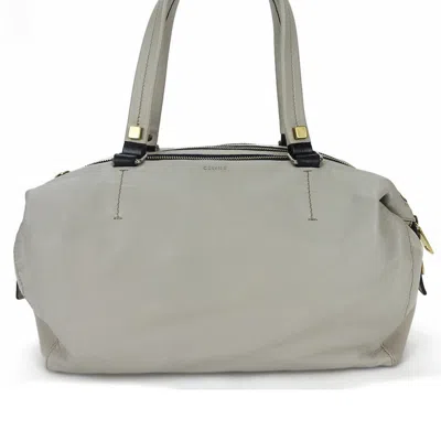 Pre-owned Celine Light Gray Leather Boston Bag Handbag ()