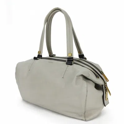 Pre-owned Celine Light Gray Leather Boston Bag Handbag ()