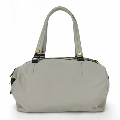 Pre-owned Celine Light Gray Leather Boston Bag Handbag ()