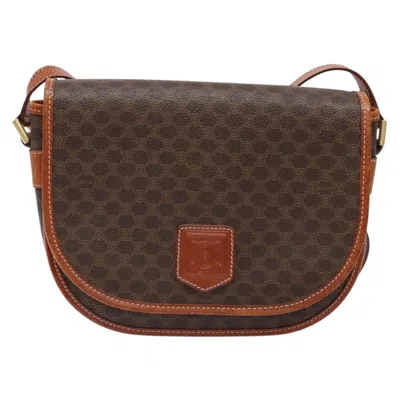 Pre-owned Celine Céline Macadam Brown,gold Canvas Shoulder Bag () In Multi